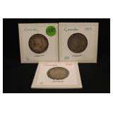 1910, 1917, 1918 Canada Silver Quarters