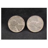 Lot of 2 Steel 1943 Lincoln Head Wheat Pennies