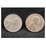 Lot of 2 Steel 1943 Lincoln Head Wheat Pennies