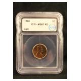 1966 MS67 ICG Lincoln Cent SMS