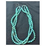 Turquoise Bead 17' 3 strand Necklace   93.9 grams