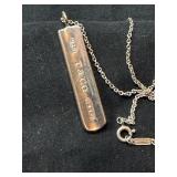 .925 Silver Tiffany & Co. 1837 Bar Pendant and