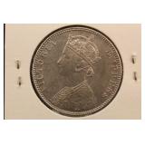 1891-C India Silver Rupee