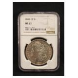 1881-CC MS62 NGC Morgan Silver Dollar