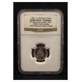 1861 .999 Platinum Confederate Cent Smithsonian