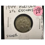 1944 Portugal 2½ Escudos silver coin