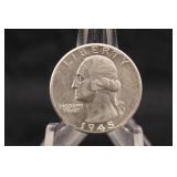 1945-D Uncirculated Washington Silver Quarter