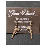 .925 Silver Pistol Earrings