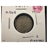 1942 Egypt Silver 2 Piastres