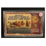 Americas First Silver Cent & Racketeer Gold Nickel