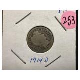 1914-D Silver Barber Dime