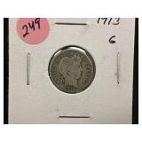 1913-G Silver Barber Dime