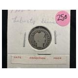 1910Silver Barber Dime