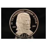2000 $20 .999 Silver 20 gram Presidential Coin