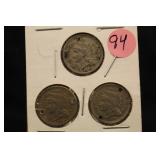 Lot of 3 3 Cent Nickel Coins *Holed