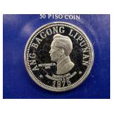 1975 Philippines 50 Piso Proof Silver Coin