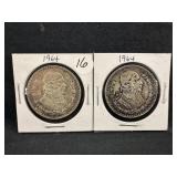 Lot of 2 1964 Mexico Silver Peso Coins