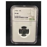 1954 PF68 NGC Roosevelt Silver Dime