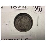 1874 U.S Three Cent Nickel