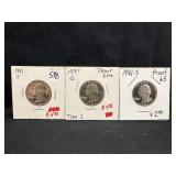 Lot of 3 Proof Washington Quarters