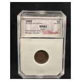 1955-P Lincoln Wheat Cent Double Die Certified