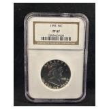 1955 PF67 NGC Franklin Silver Half Dollar