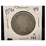 1896-S Barber Silver Half Dollar Semi Key Date