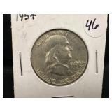 1954 Uncirculated Franklin Silver Half Dollar