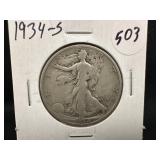 1934-S Silver Walking Liberty Half Dollar