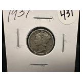 1937 Silver Mercury Dime