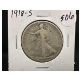 1918-S Silver Walking Liberty Half Dollar