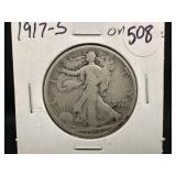 1917-s Silver Walking Liberty Half Dollar