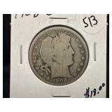 1908-O Silver Barber Half Dollar