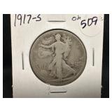 1917-S Silver Walking Liberty Half Dollar