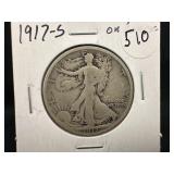 1917-S Silver Walking Liberty Half Dollar