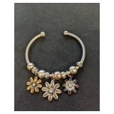 Silver Flower Bracelet Cuff