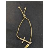 Goldtone Cross and Angel Wing Bracelet -