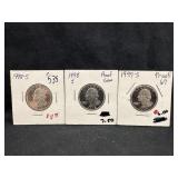Lot of 3 Proof Washington Quarters