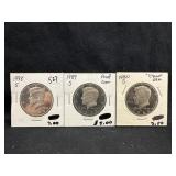 Lot of 3 Proof Kennedy Half Dollars