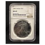 1987 MS69 1oz .999 Silver American Eagle