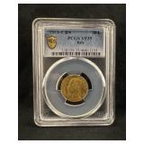 1863-T Italy Certified Gold 20 Lire PCGS