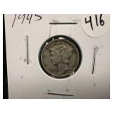 1945 Silver Mercury Dime
