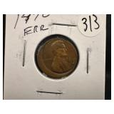 1970 ERROR Lincoln Head Wheat Penny