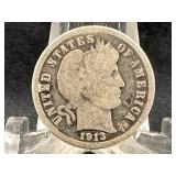 1913-P Barber Silver Dime
