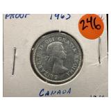 1963 Silver Proof Canadian Quarter
