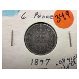 1897 Great Britain 6 Pence Coin