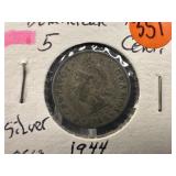 1944 Dominican Republic 5 Cent Coin
