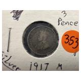 1917-M Australia 3 Pence Coin