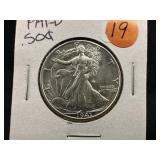 1941-D UNC Walking Liberty Silver Half Dollar