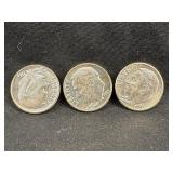 Lot of 3 Uncirculated Roosevelt Silver Dimes